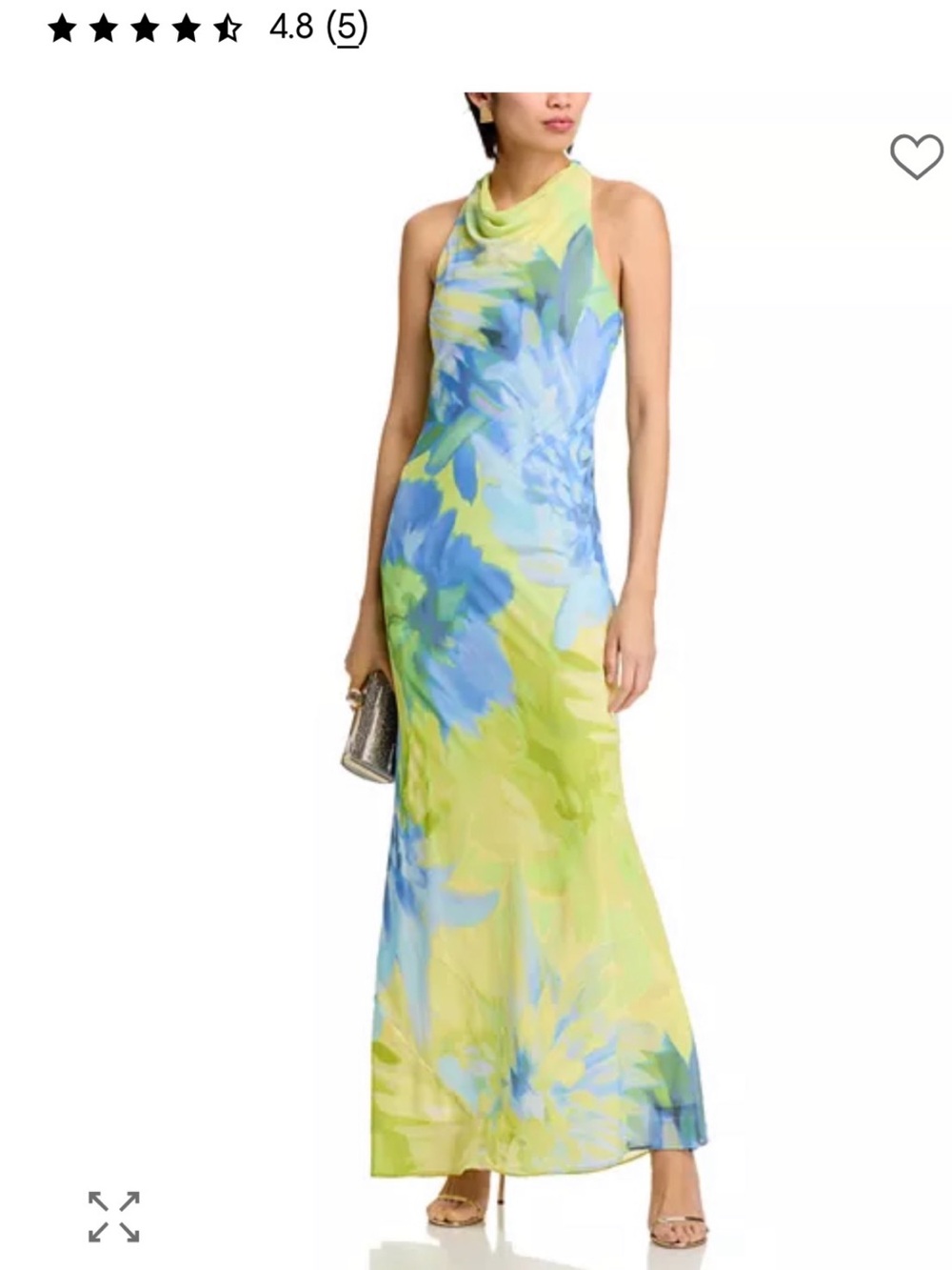 Aqua Lime & Sky Blue Floral Halter Maxi Dress
